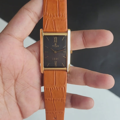 Original TITAN EDGE 1043YCD31 Rectangular Black Face 25MM Case Men's Watch J70