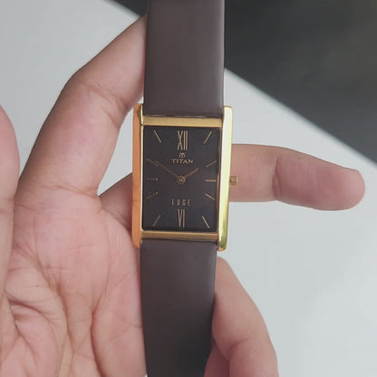 Original TITAN EDGE 1043NBD91 Rectangular Black Face 25MM Case Men's Watch J71