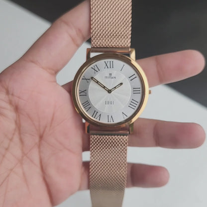 Original TITAN EDGE 1595WAB32 Round White Face 39MM Case Men's Watch J87