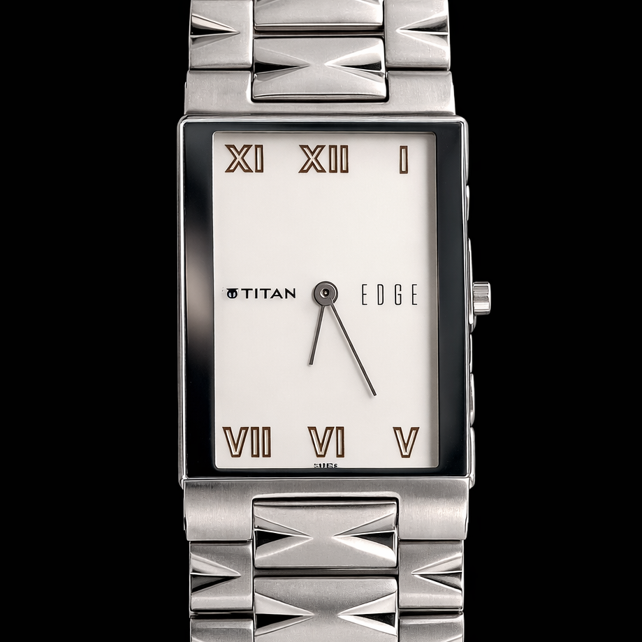Original TITAN EDGE 1296SBB31 Rectangular White Face 23MM Case Men's Watch G88