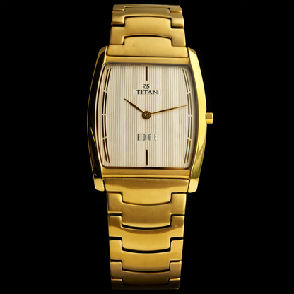 Original TITAN EDGE 1044YCE31 Barrel Golden Face 28MM Case Men's Watch H63
